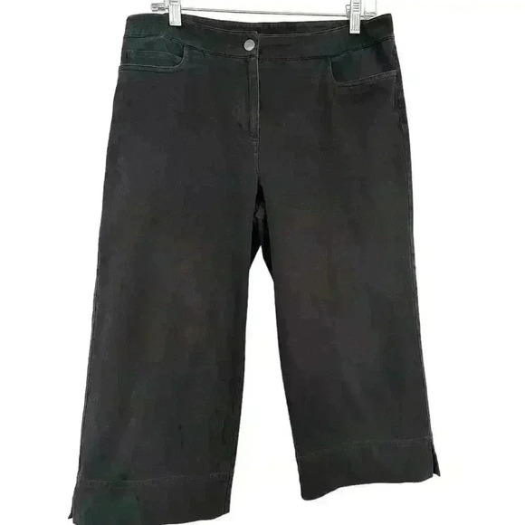 EILEEN FISHER BLACK CROPPED WIDE LEG CASUAL PANT SIZE M - Picture 5 of 10